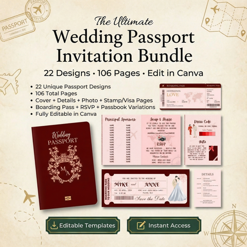 The Ultimate Passport Invitation Bundle (22 Designs)