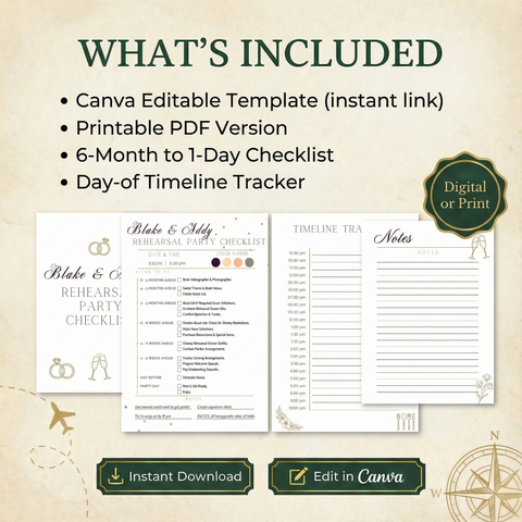The "Perfect Host" Rehearsal Dinner Planner & Timeline Template