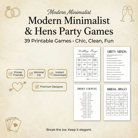 The Modern Minimalist Wedding & Hens Party Game Bundle (39 Games)