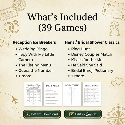 The Modern Minimalist Wedding & Hens Party Game Bundle (39 Games)