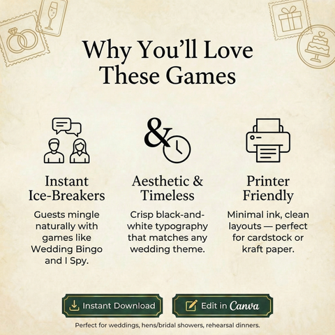 The Modern Minimalist Wedding & Hens Party Game Bundle (39 Games)