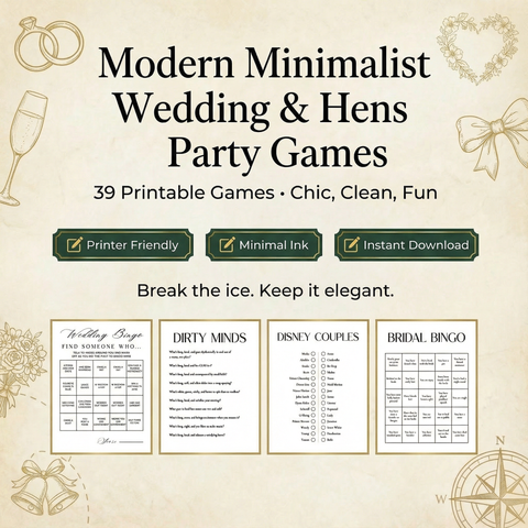 The Modern Minimalist Wedding & Hens Party Game Bundle (39 Games)